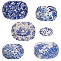 Group of Six Blue and White Strainers