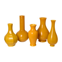Set of 5 Vintage Peking Glass Vases in Yellow
