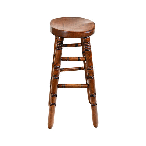 Tall Wooden Stool with Turned Legs