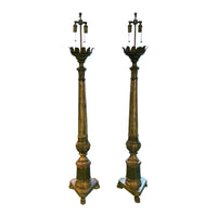 Pair of 1920s Silver Gilt Torchieres Lamps
