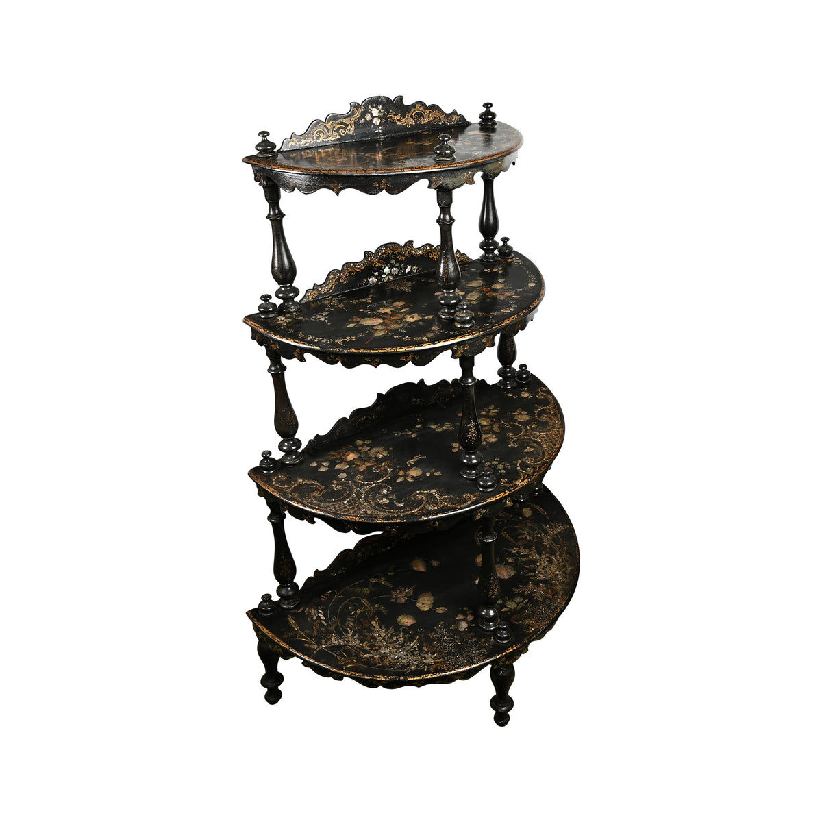 Victorian Papier Mache Tiered Stand with Mother of Pearl