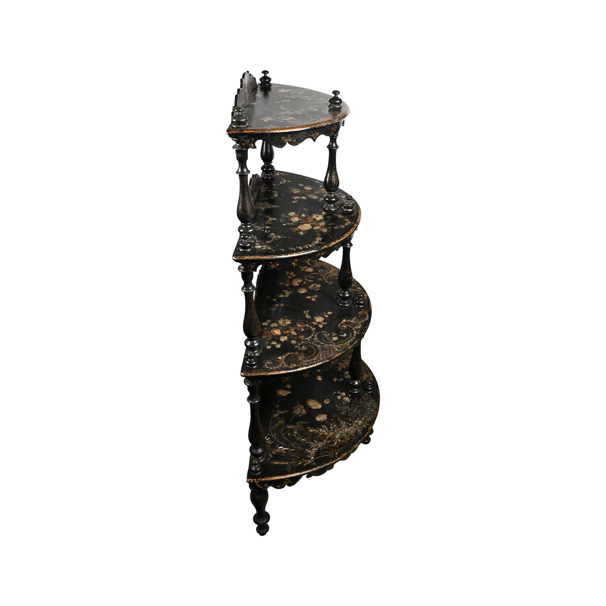 Victorian Papier Mache Tiered Stand with Mother of Pearl