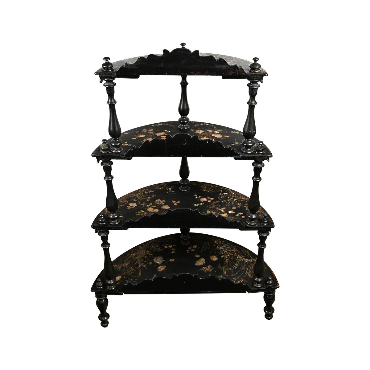 Victorian Papier Mache Tiered Stand with Mother of Pearl