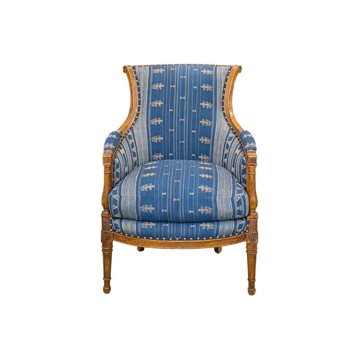 Vintage Louis XVI-Style Bergere with Scroll Back