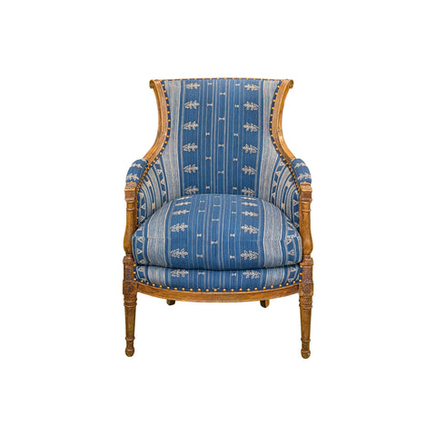 Vintage Louis XVI-Style Bergere with Scroll Back