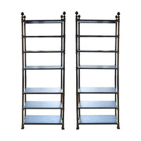 Pair of Vintage Steel and Brass Etageres