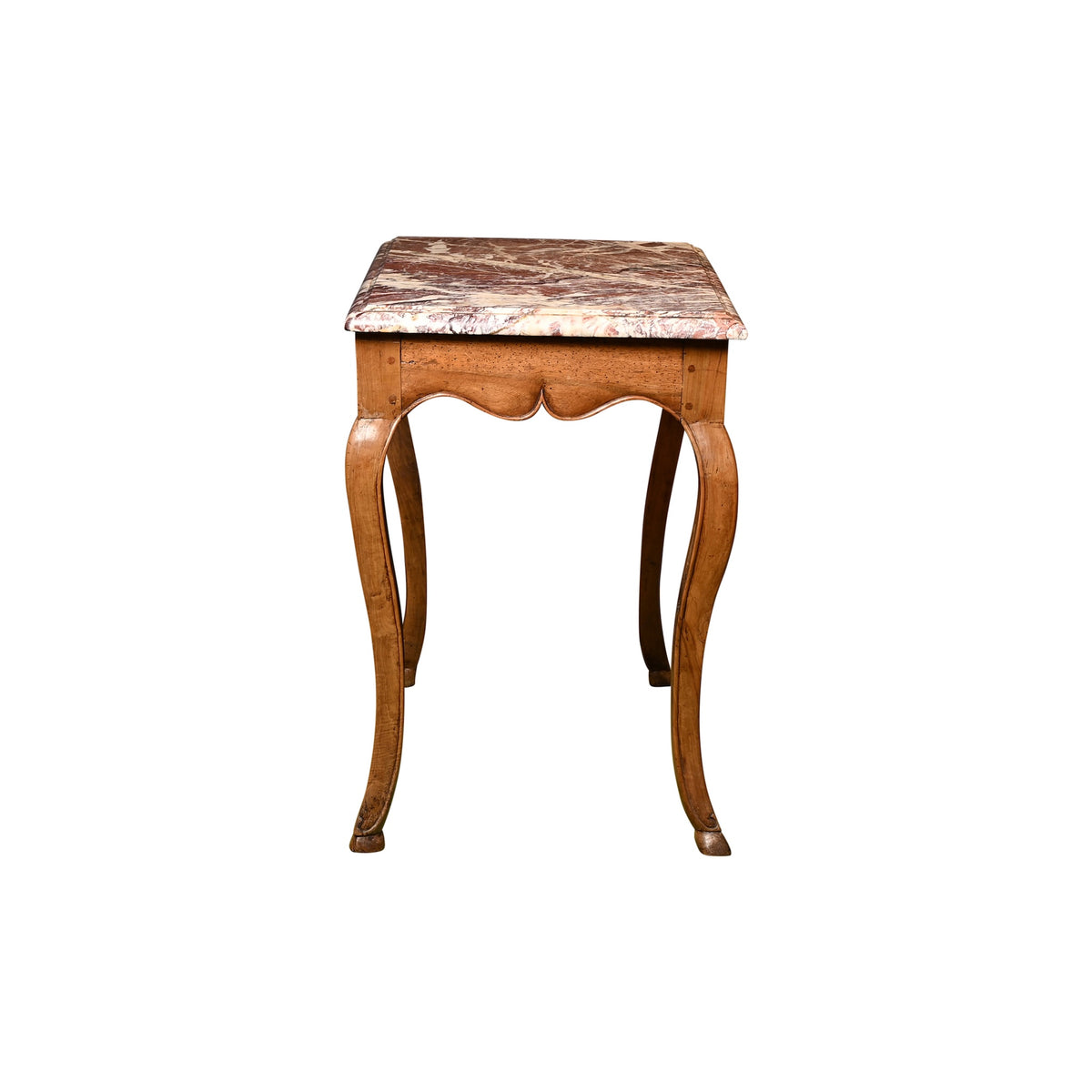 19th Century French Country Walnut Table Marble Top