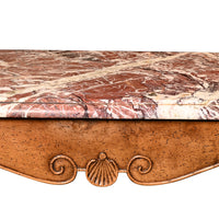 19th Century French Country Walnut Table Marble Top