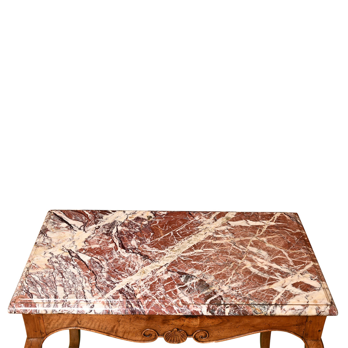 19th Century French Country Walnut Table Marble Top