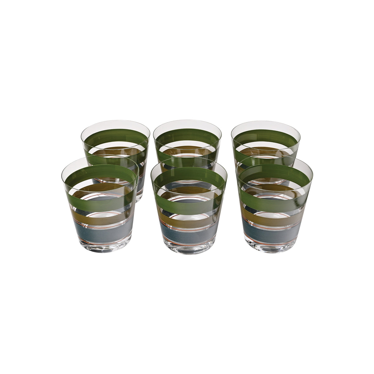 Set of Six KRB Stripes Old Fashioned Glasses