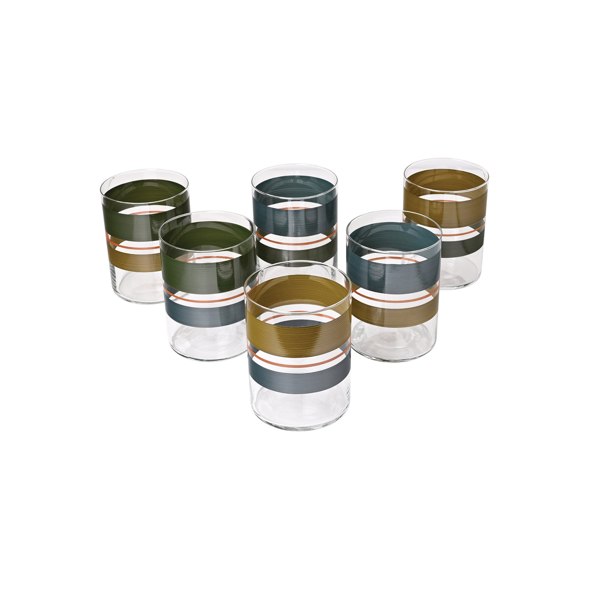 Set of Six KRB Stripes Tumbler Glasses