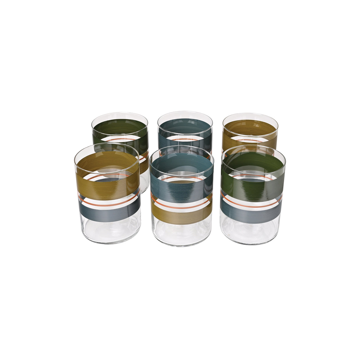 Set of Six KRB Stripes Tumbler Glasses