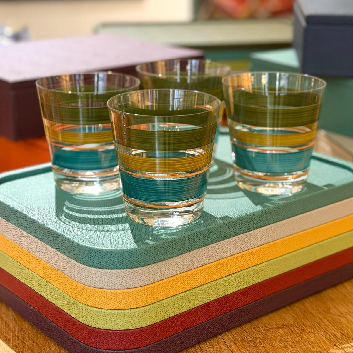 Set of Four Portofino Stripes Tumbler Glasses