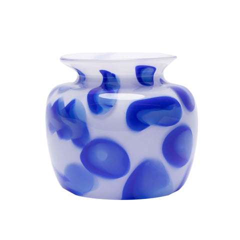 White Vase with Royal Blue and Sky Blue Strokes