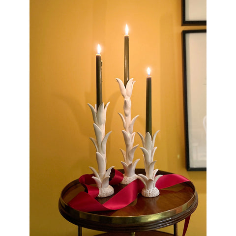 Jean Roger Tulip Candlesticks in Matte White