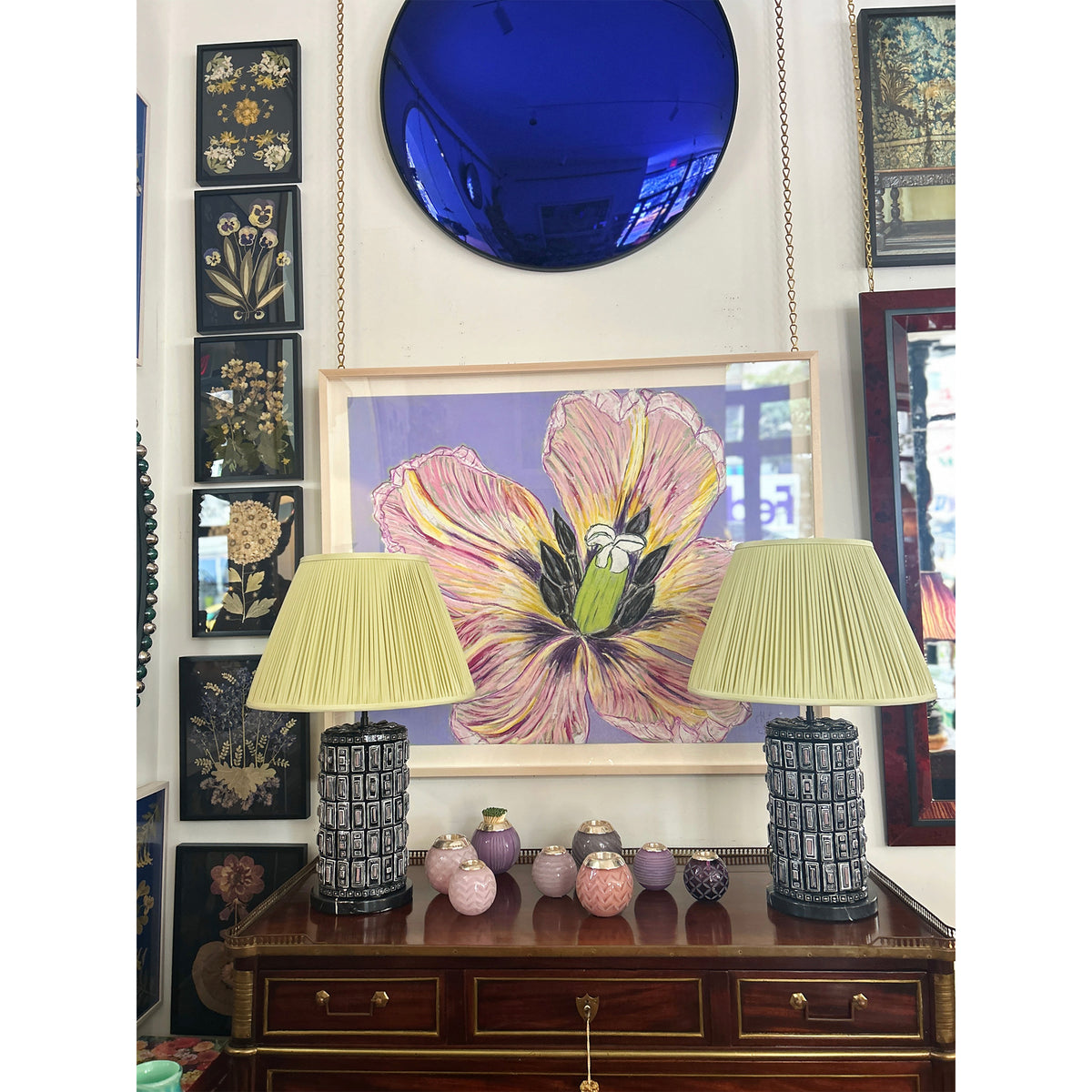 Mark Gagnon, Papier Mache Thistle, Black and White Mosaic Tile Lamp