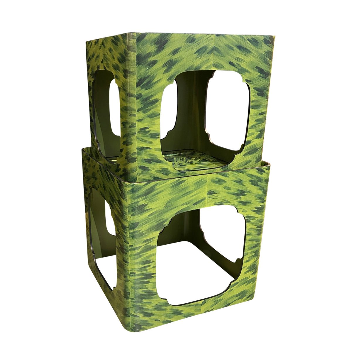 KRB Hand-Painted Cloud Stacking Table in Alligator Faux Tortoise