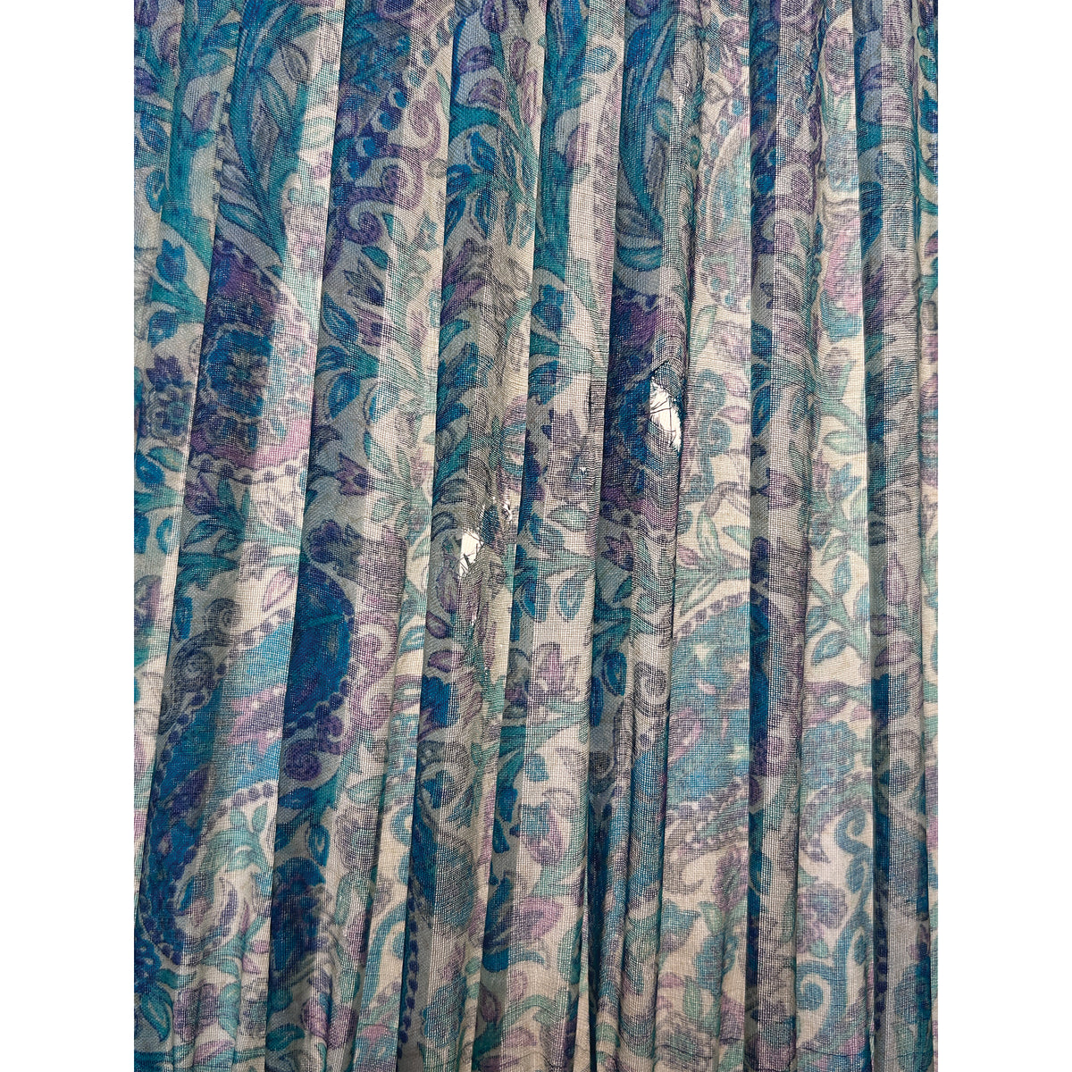 18" Silk Sari Lampshade - Turquoise and Purple Paisley