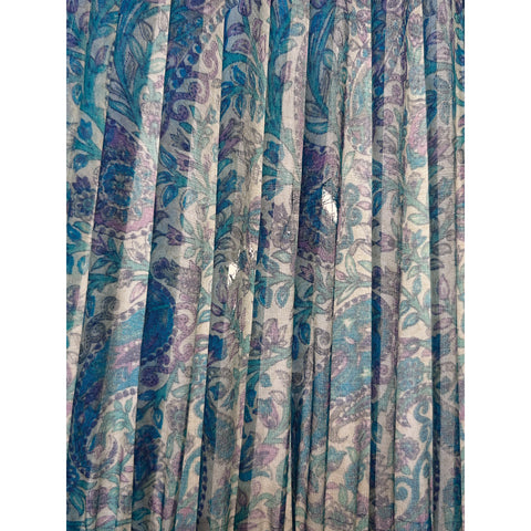 18" Silk Sari Lampshade - Turquoise and Purple Paisley | Small Tears in Fabric