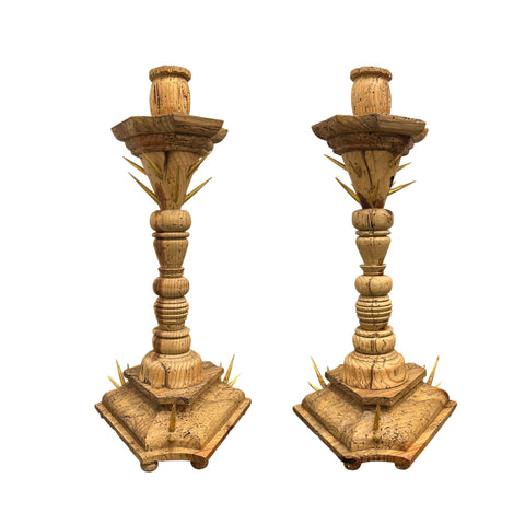 Pair of Rabat Candlesticks in Gold Leaf