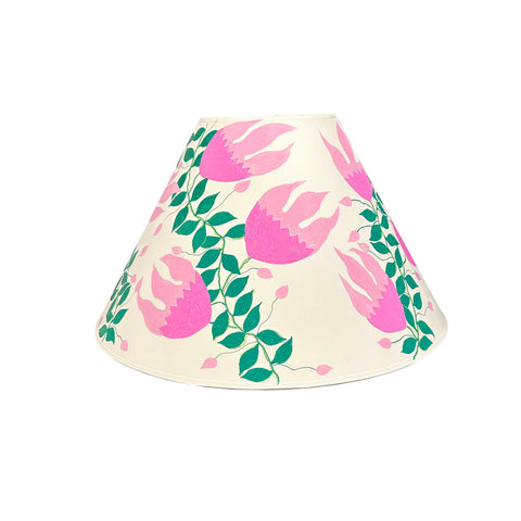 Hand-Decorated Lampshade with Pink Fantasy Lotus