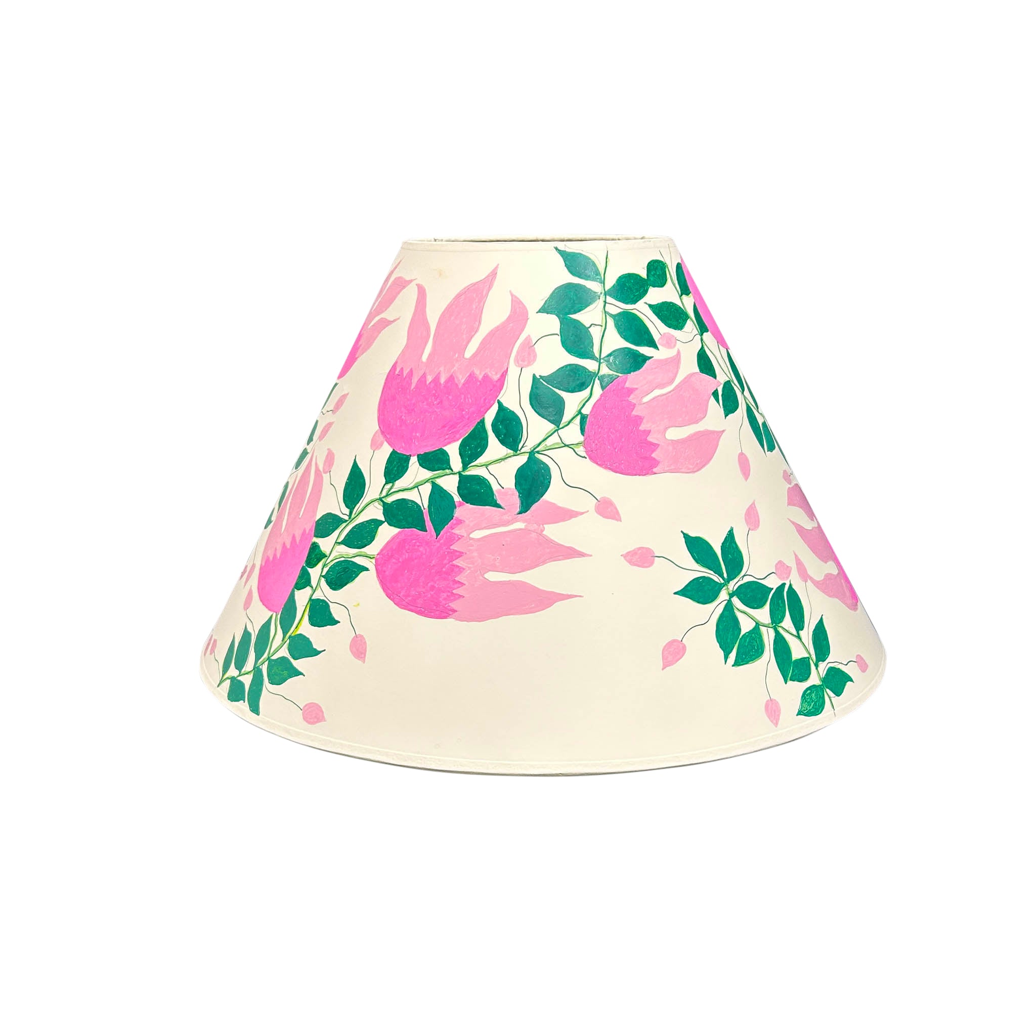 Hand-Decorated Lampshade with Pink Fantasy Lotus