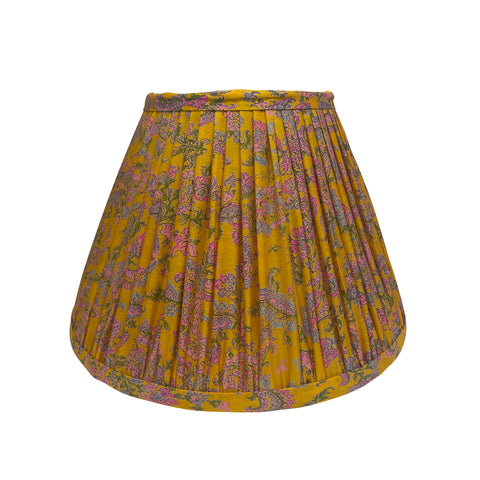 10" Silk Sari Lampshade - Marigold Floral