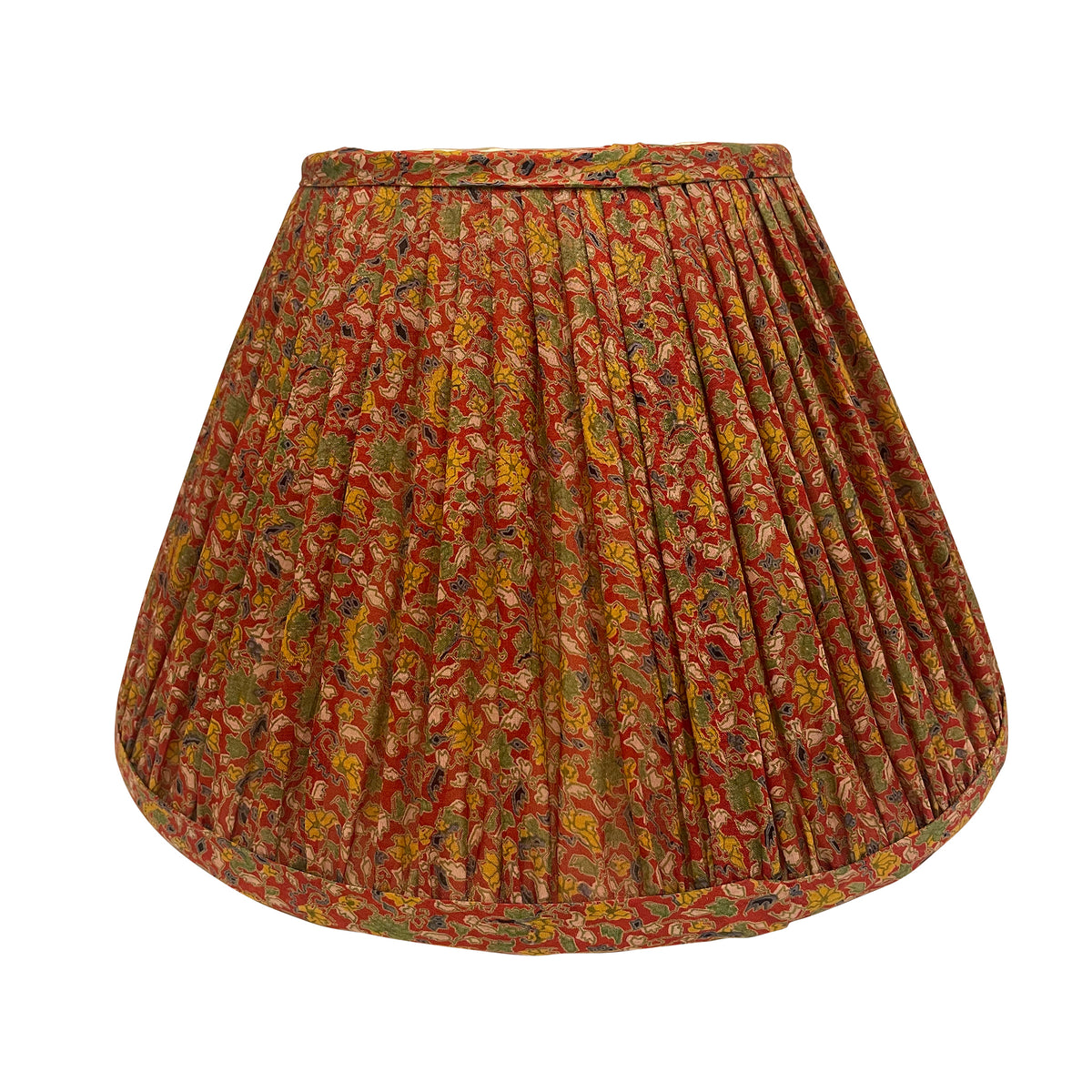 14" Silk Sari Lampshade - Red and Yellow Floral