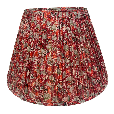 18" Silk Sari Lampshade-Crimson Floral