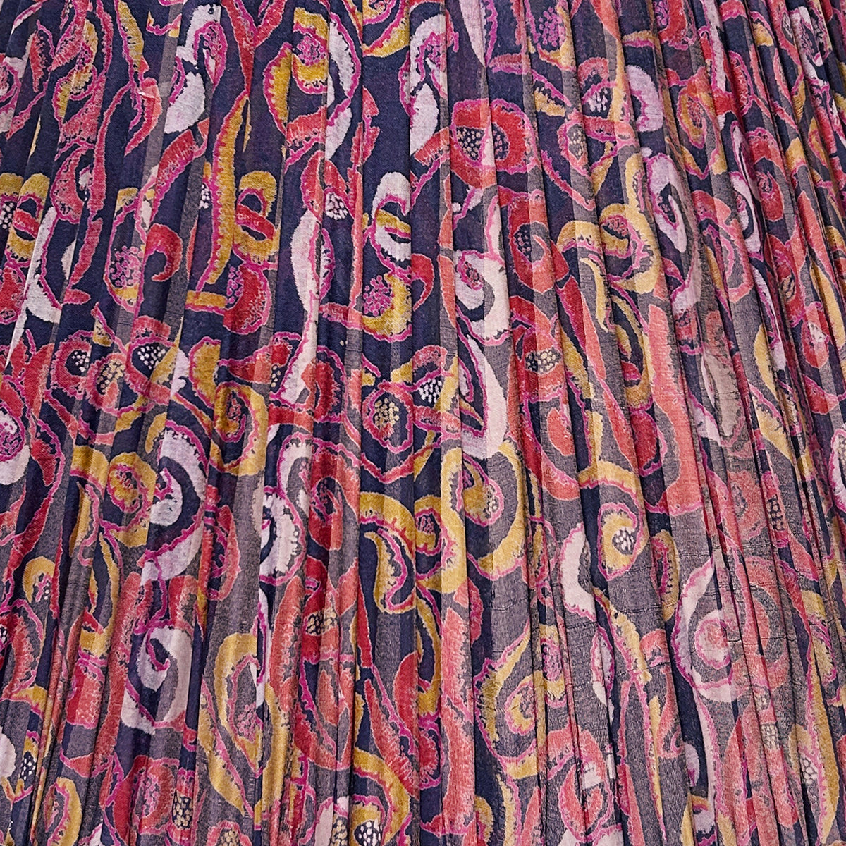 18" Silk Sari Lampshade - Aubergine and Mustard Floral