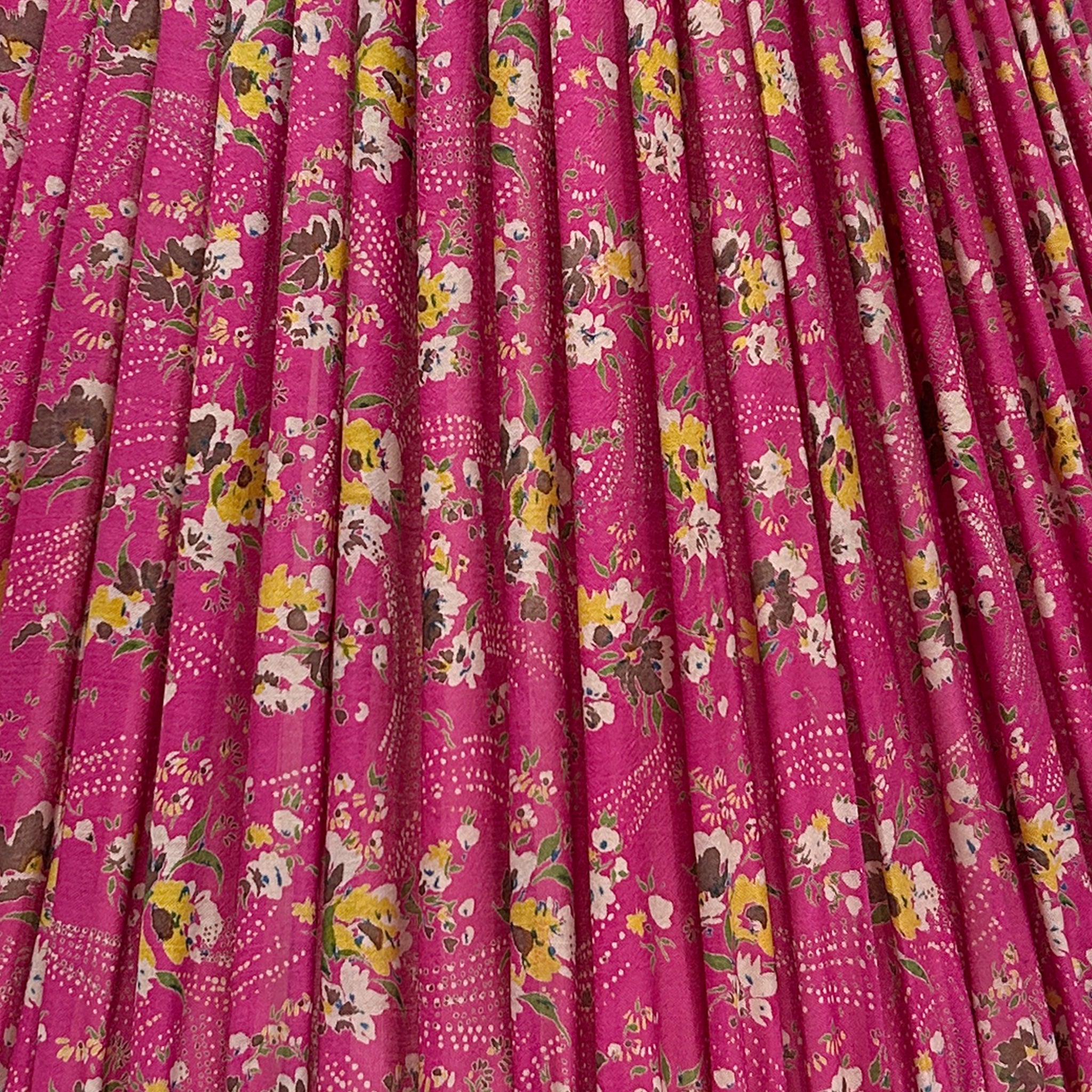18" Silk Sari Lampshade - Fuchsia Floral