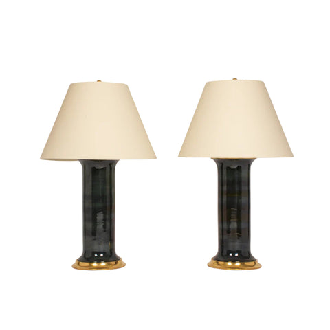 Pair of Large Patricia Lamps in Alligator