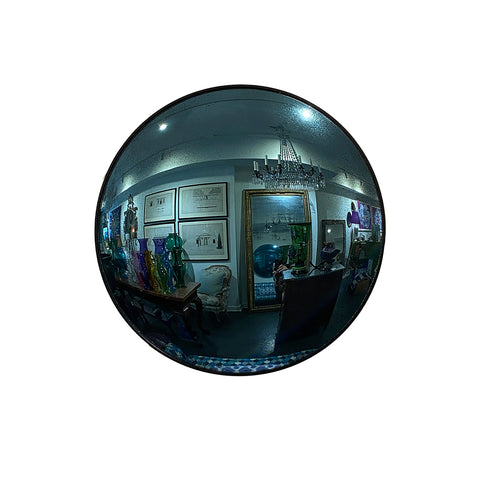 20" Convex Mirror in Silver Blue with Antique Silver Finish with Black Frame
