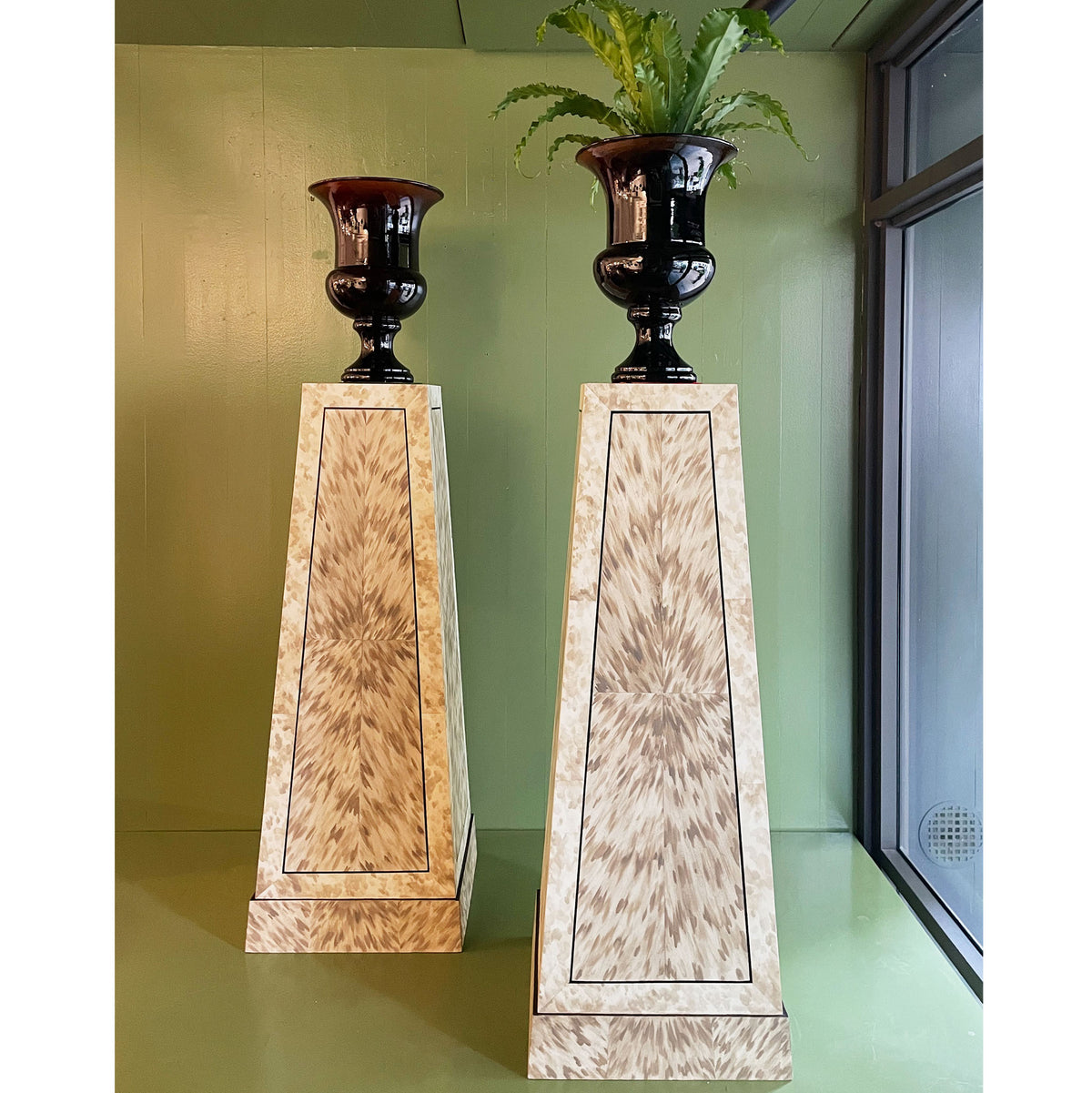 KRB Hand-Painted Square Pedestal in Albino Faux Tortoise