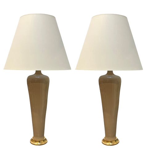 Pair of Large Anthony Lamps in Beige