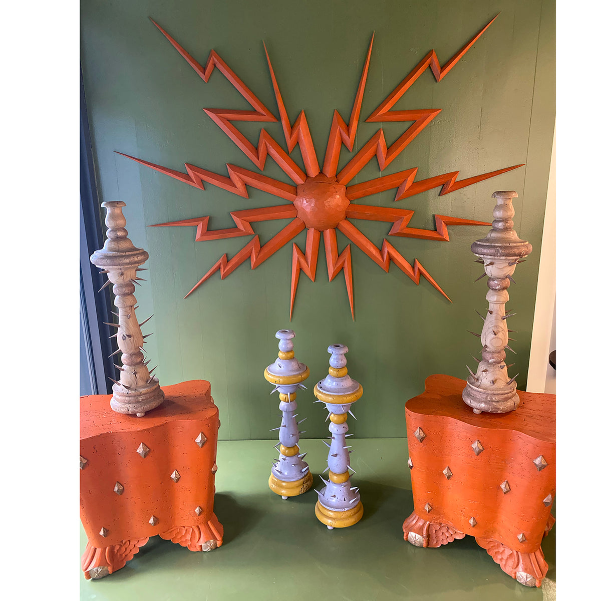 Pair of Fidelis Candlesticks in Silver Leaf