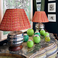 Pair of Wide Ribbed Ball Lamps in Platinum