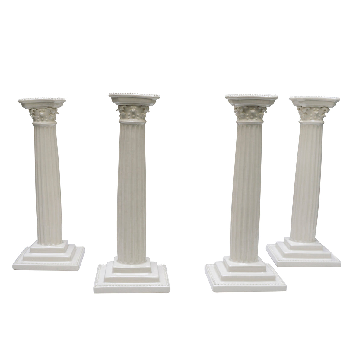 Pair of Corinthian Blanc de Chine Column Candlesticks