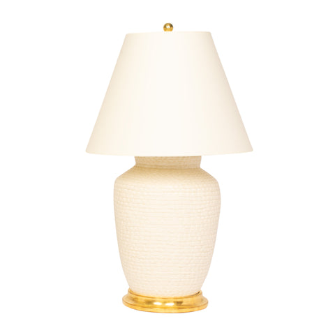 Medium Mark Lamp in Clear with Stamped Basketweave