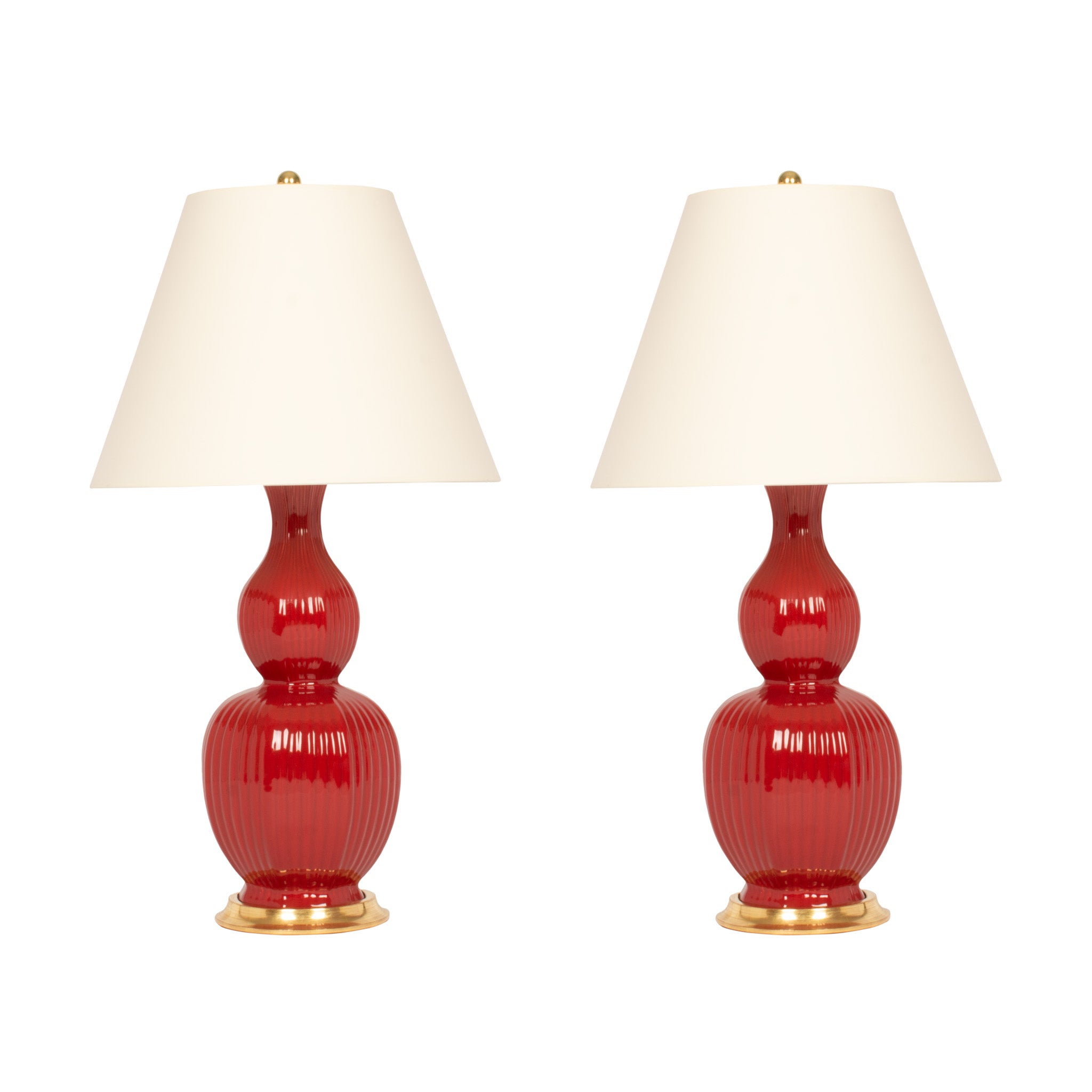 Pair of Delft Lamps in Scarlet