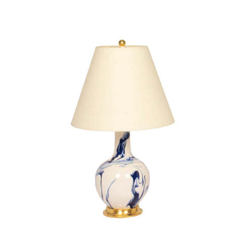 Small Single Gourd Lamp in Delft Blue Marble