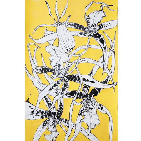 Christian Brechneff, Brassidium Gilded Urchin Orchid on Imperial Chinese Yellow I