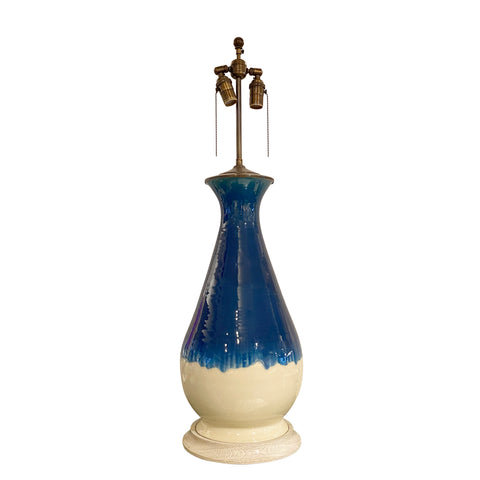 Hand-Thrown Louisa Lamp in Prussian Blue Drip