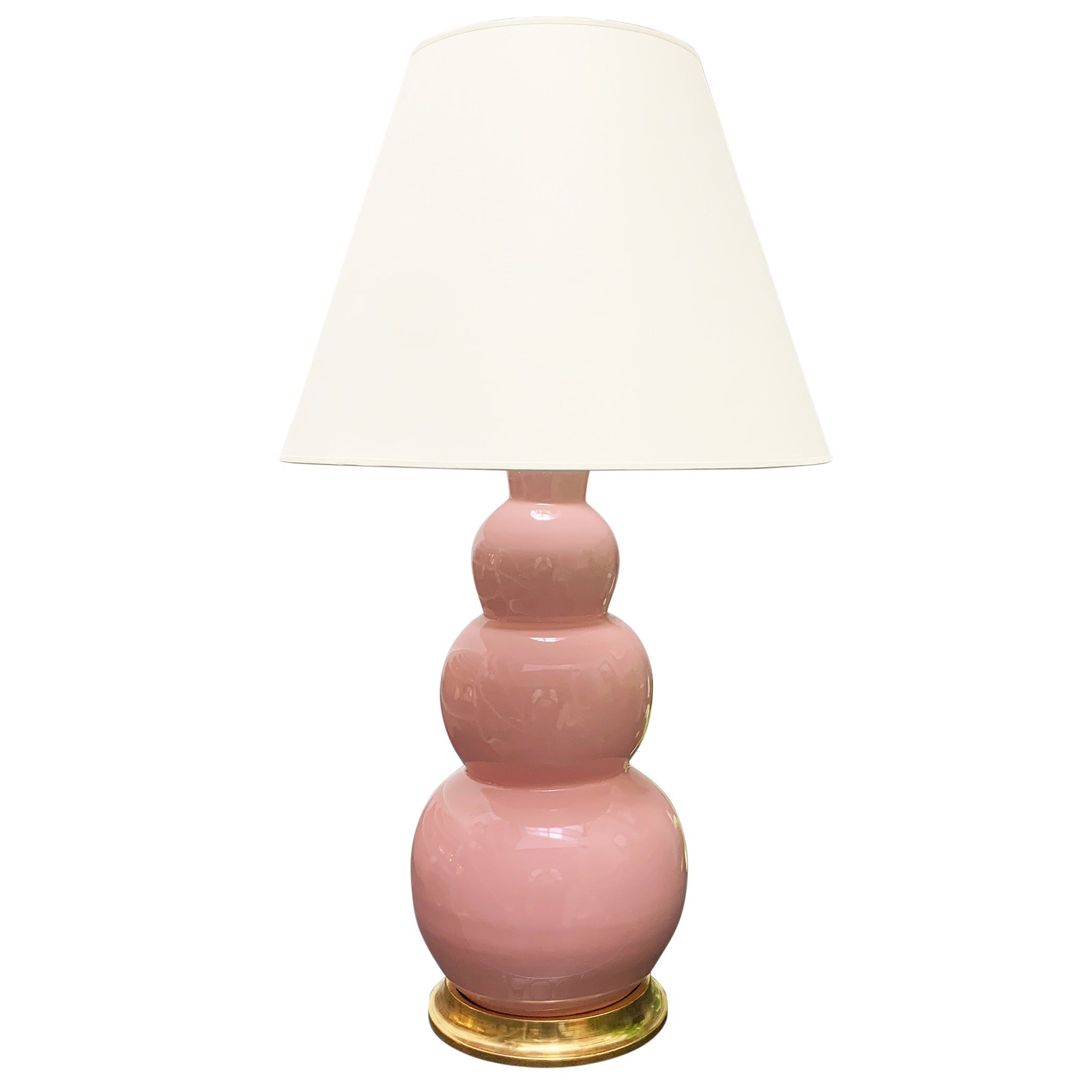 Large Three Ball Lamp in Shell Pink