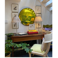 30" Convex Mirror in  Antiqued Citrus with Black Frame
