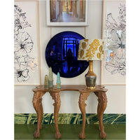 36" Convex Mirror in Antiqued Cobalt with Black Frame