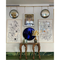 24" Convex Mirror in Antiqued Silver with Black Frame