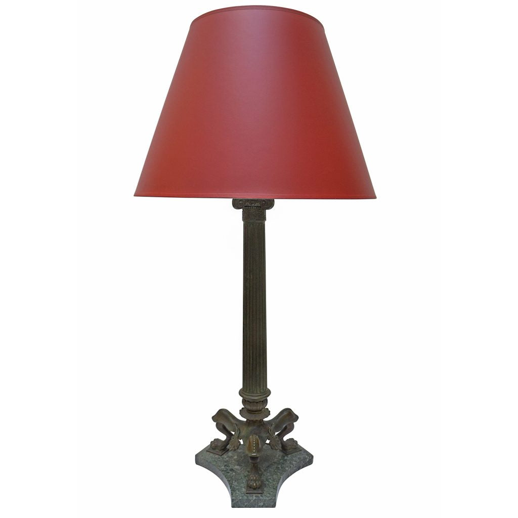 Classical Bronze Table Lamp with Marble Base