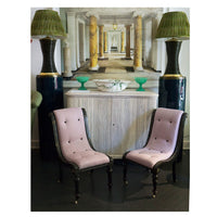 Pair of Ribbed Hourglass Lamps in Olive