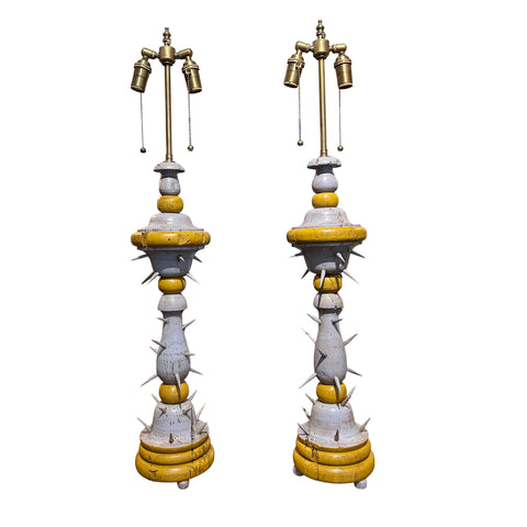 Pair of Fidelis Lamps in Lavender and Honey